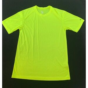 Badger Sport‎ Bright Neon Yellow Athletic T-Shirt Short Sleeve Quick Dry Men's S